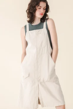 Canvas Overall Dress in Oyster