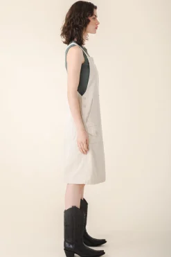 Canvas Overall Dress in Oyster