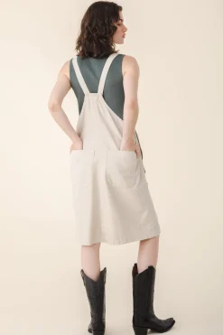 Canvas Overall Dress in Oyster