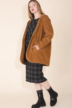 Cord Hover Coat in Umber