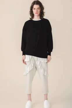 Draped Sweatshirt in Black