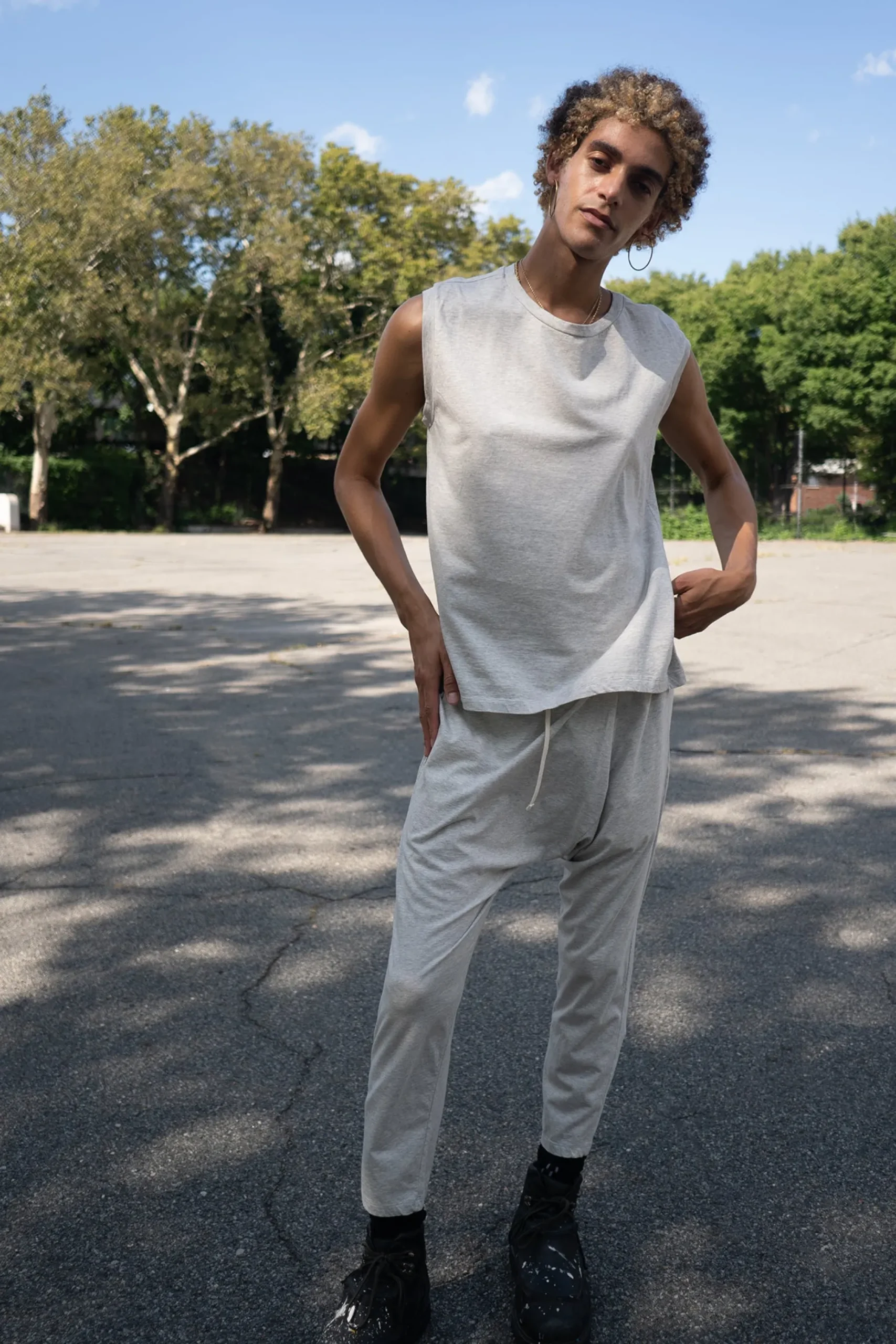 fold pant in heather