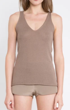 hand loom tank in taupe