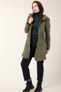 Long Raincloak in Army with Grey Plaid