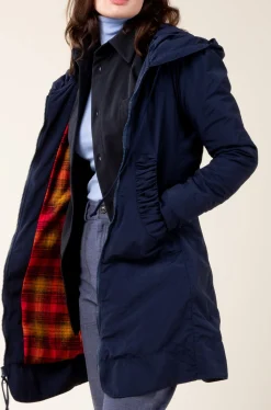 Long Raincloak in Midnight with Red Plaid