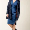 Long Raincloak in Navy with Burgundy Plaid