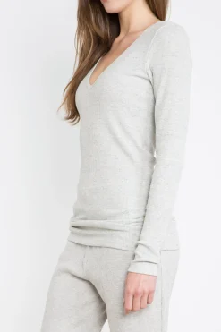 longsleeve v neck in heather waffle