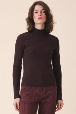 L/S Mockneck in Brown Out