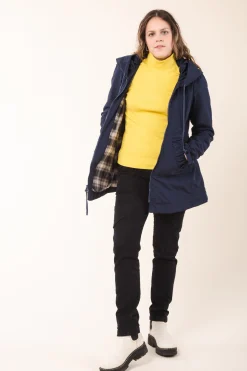 Mid Raincloak in Midnight with Plaid Lining