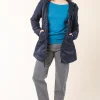 Mid Raincloak in Navy with Plaid Lining