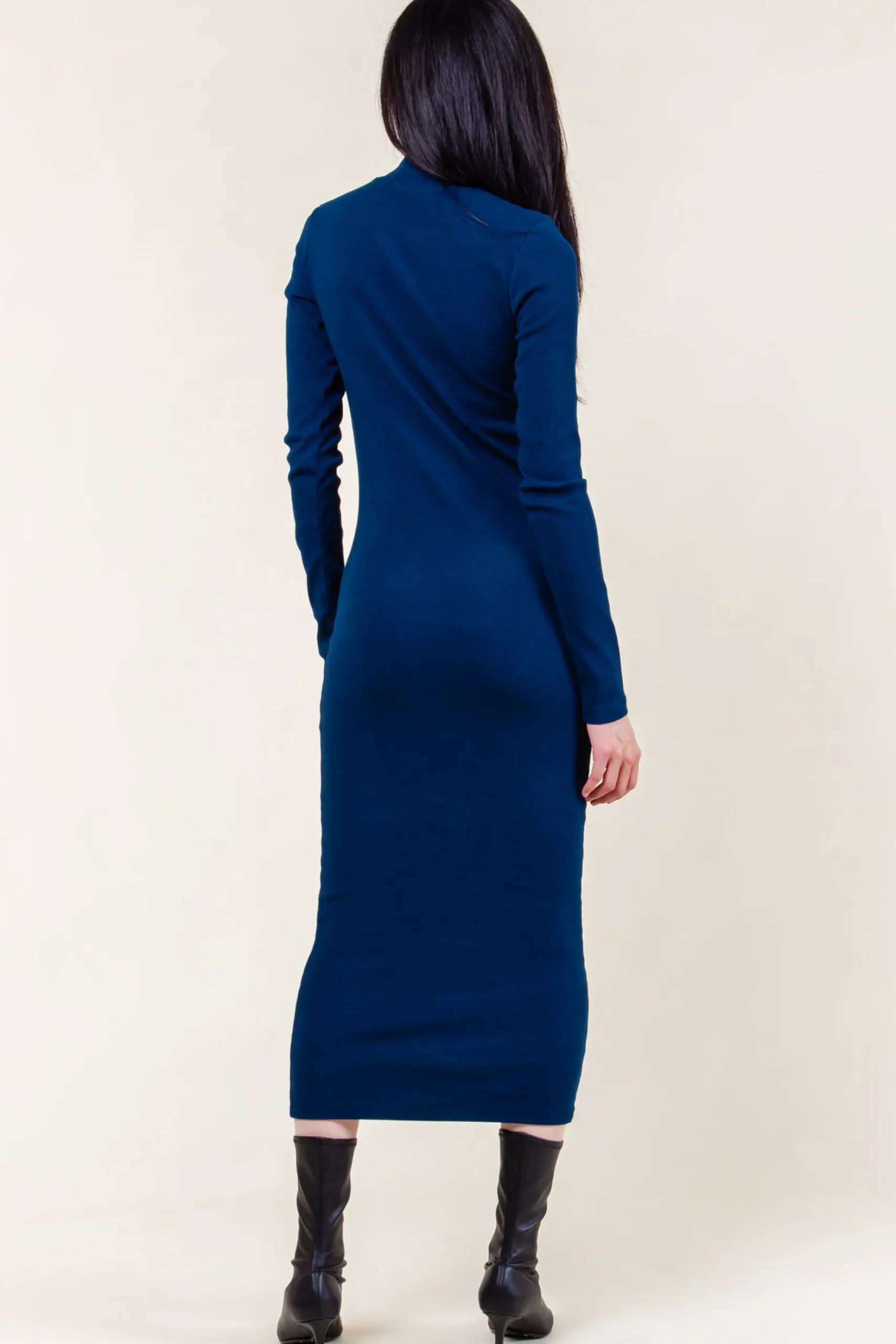 Mockneck Dress in Deep Blue