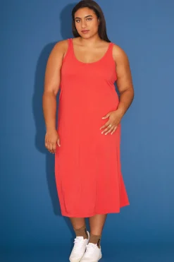 Organic Tank Dress in Cherry