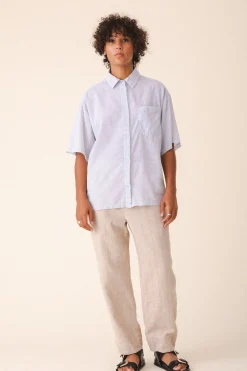 Oversized Work Shirt in Voile Stripe