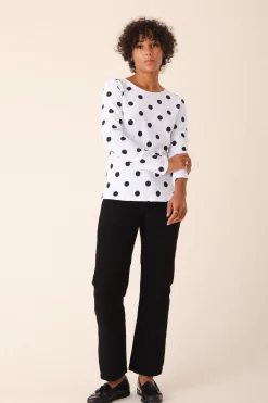 Patterned Crew in White Polkadot