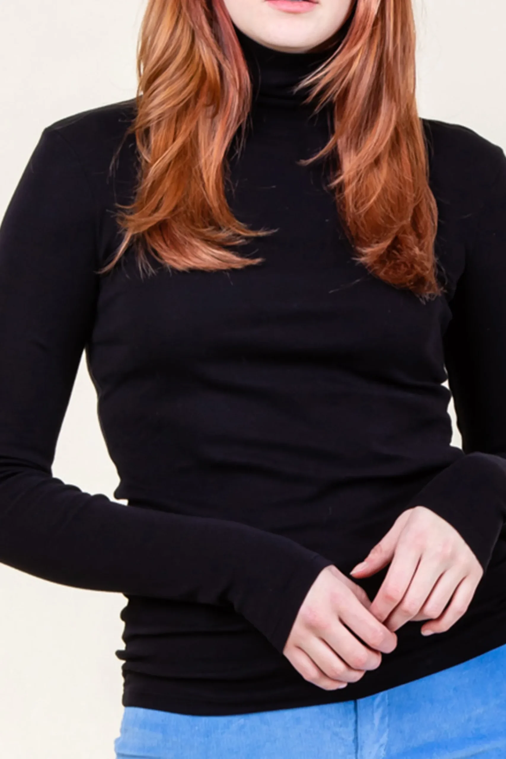 Rib Turtleneck in Black