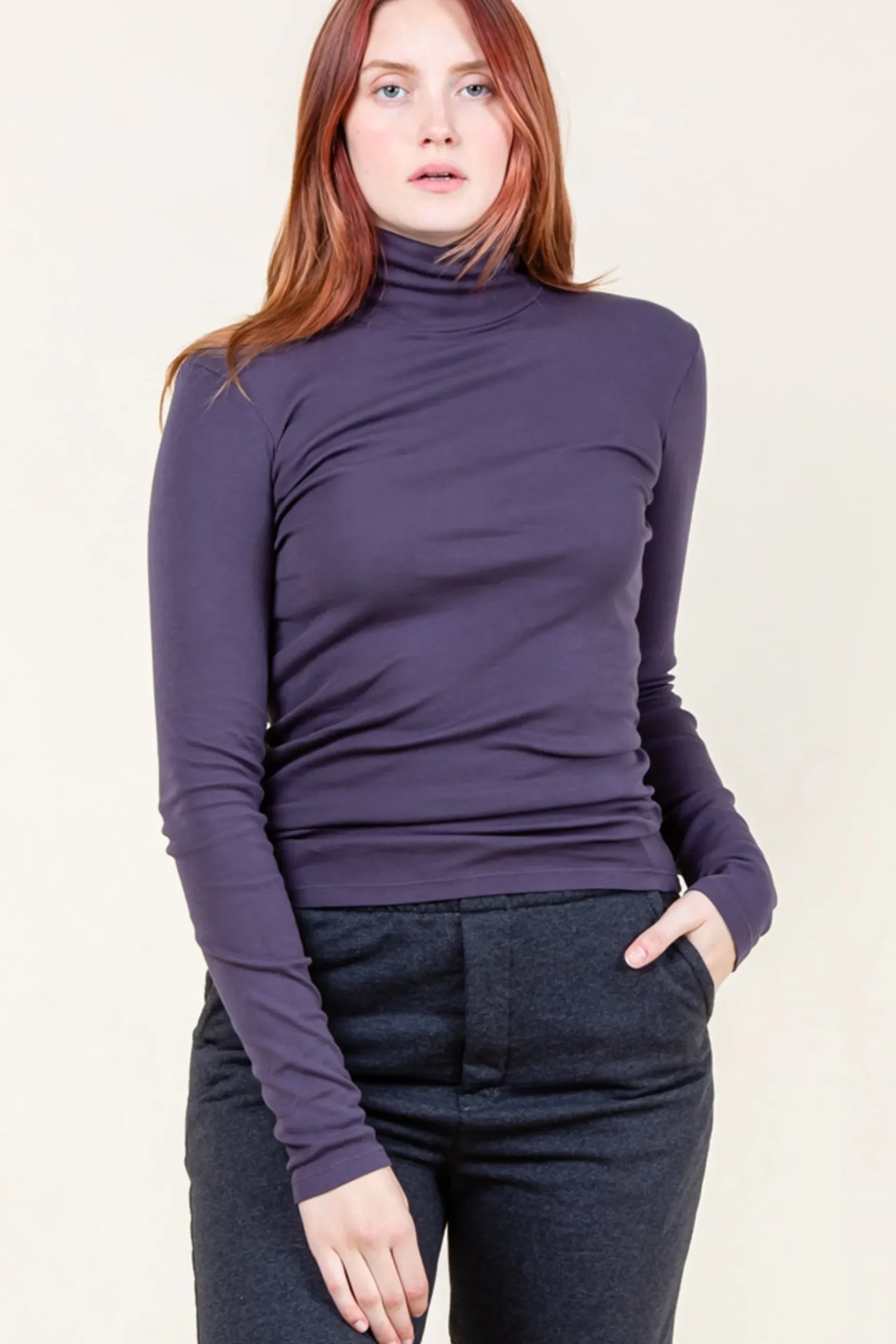 Rib Turtleneck in Bruise