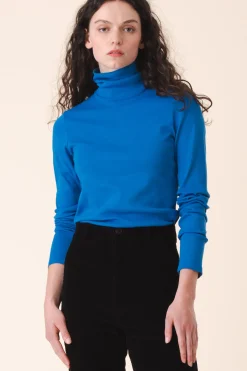 Rib Turtleneck in French Blue