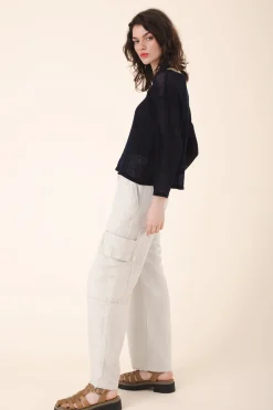 Sack Pocket Pant Silk in Oyster