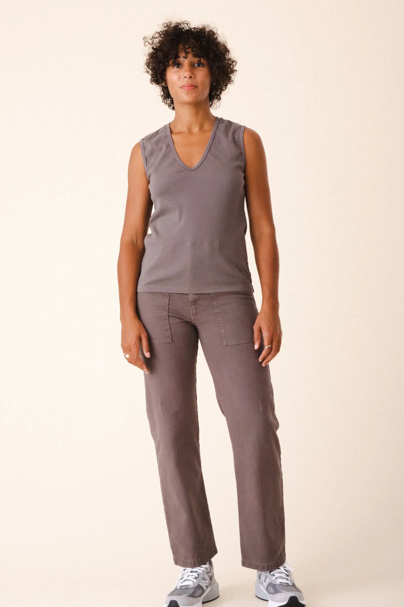 Sleeveless Soft V in Dior Gray
