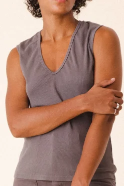 Sleeveless Soft V in Dior Gray