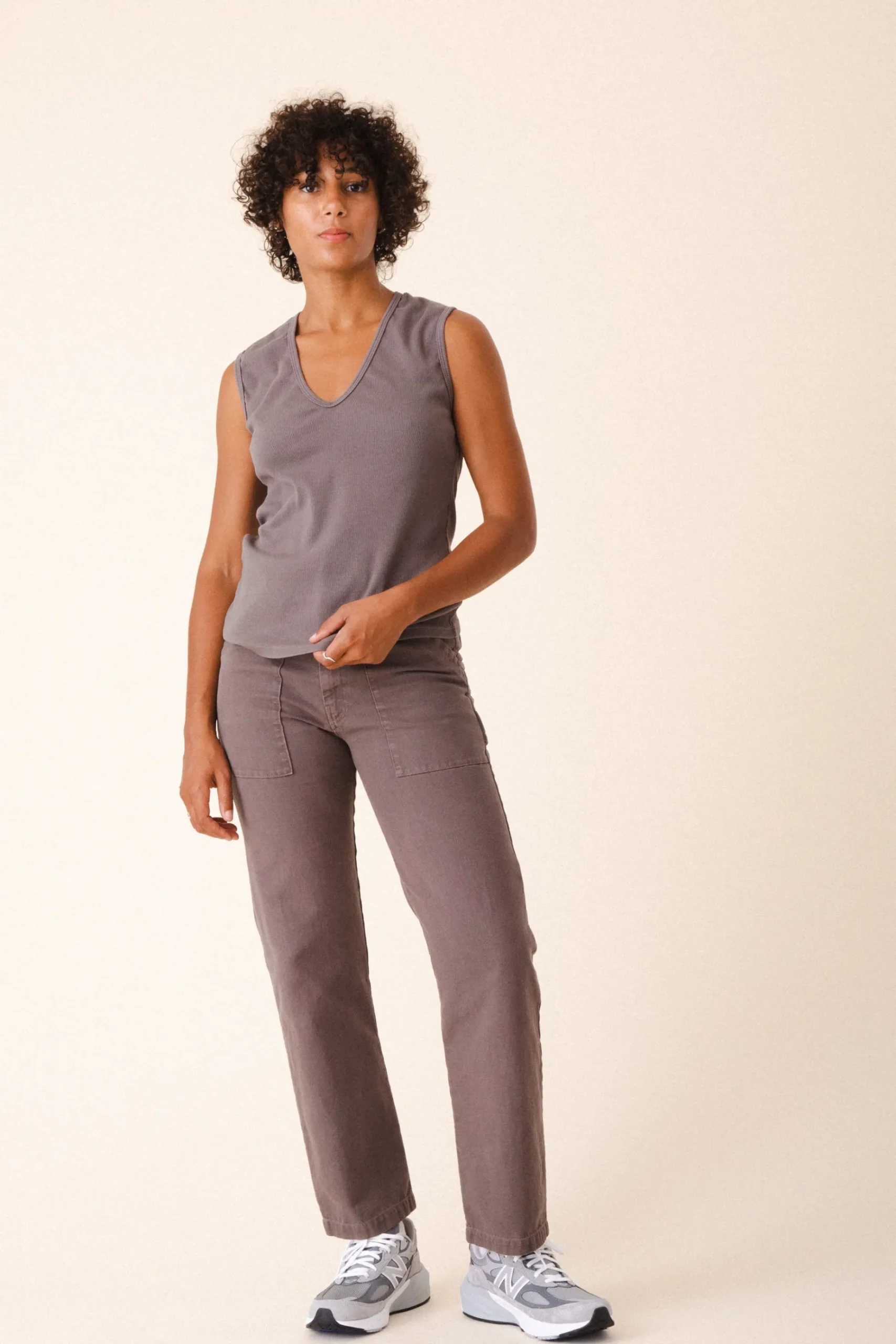Sleeveless Soft V in Dior Gray