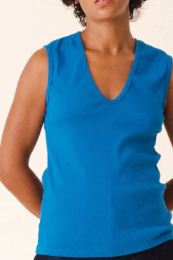 Sleeveless Soft V in French Blue