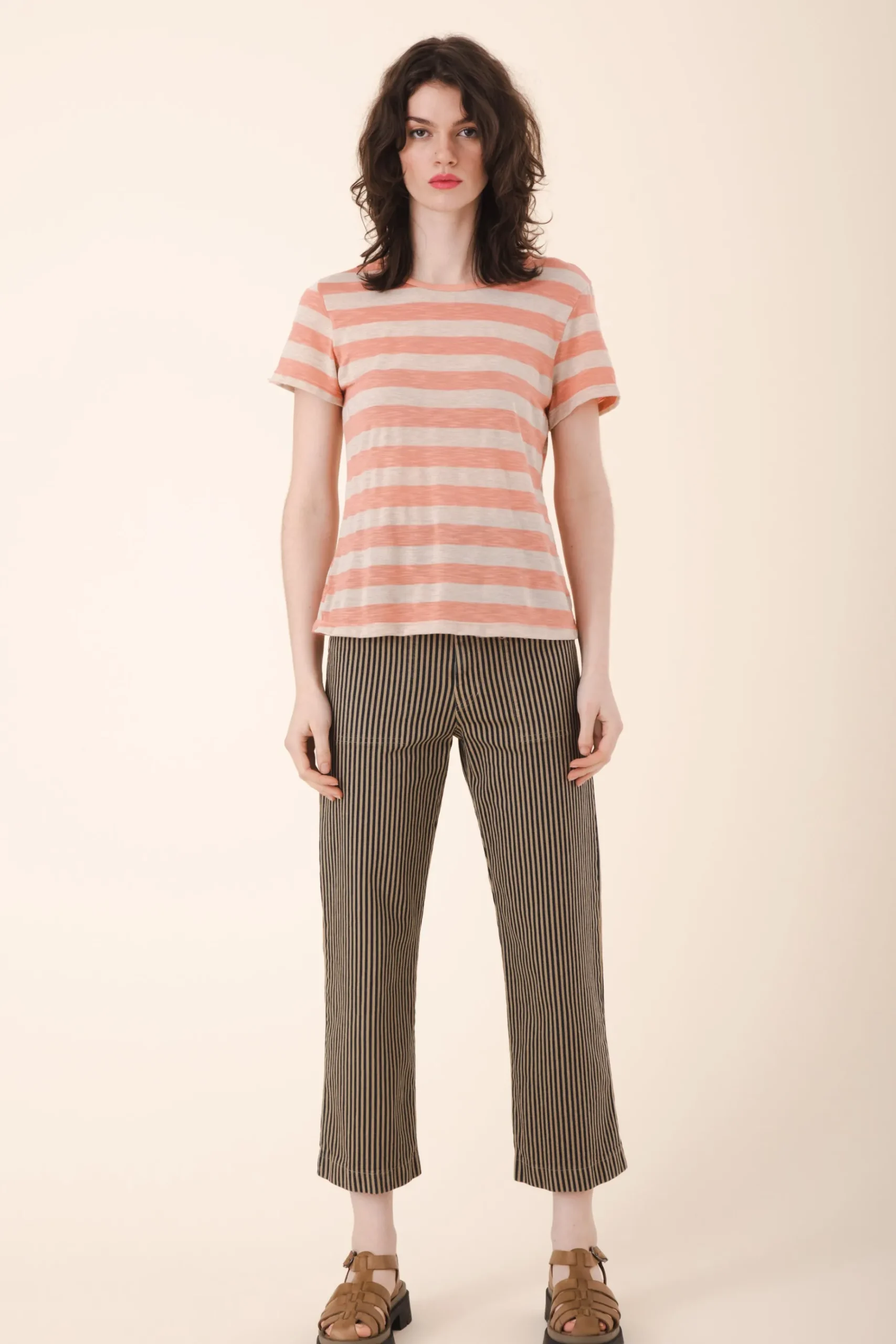 Smithy Pant in Wide Stripe Khaki
