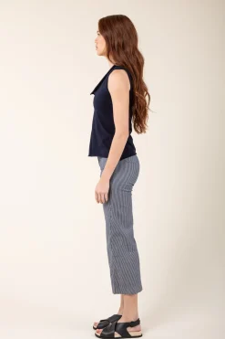 Stripe Knack Pant in Light Gray