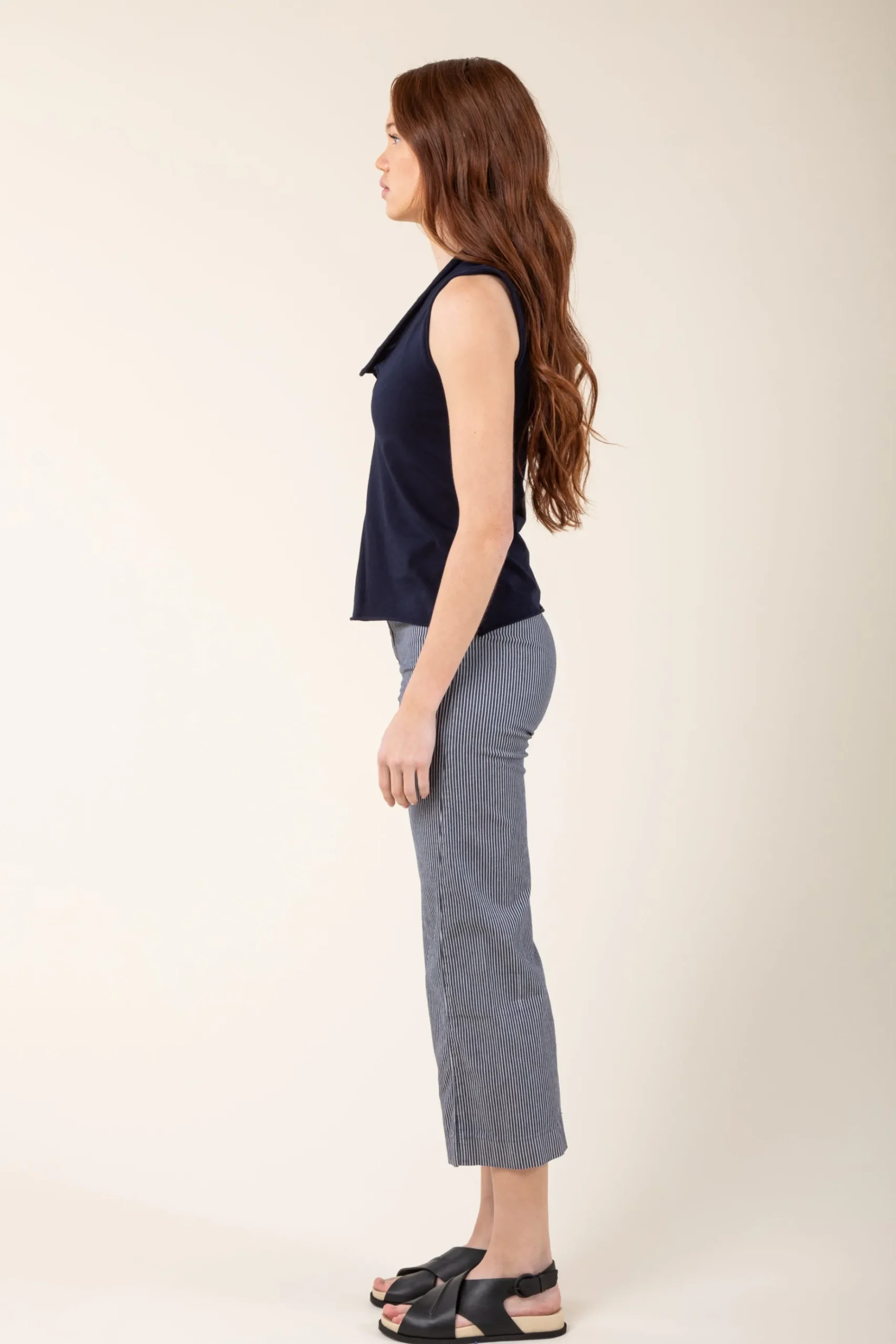 Stripe Knack Pant in Light Gray